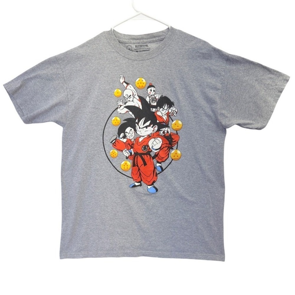Dragon Ball T-Shirt Men Large Gray Excellent Graphic Print Crew Short Sleeve L